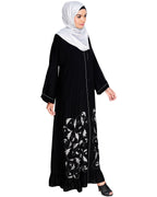 Magnificent Gathers Embroidered Dubai Style Abaya Black