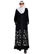 Magnificent Gathers Embroidered Dubai Style Abaya Black