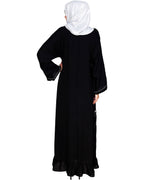 Magnificent Gathers Embroidered Dubai Style Abaya Black