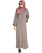 Feather Embroidered Dubai Style Light brown Abaya Brown