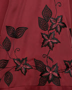 Alluring Floral Embroidery Dubai Style Abaya Wine