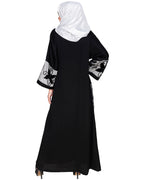 Floral Lace Embroidered Dubai Style Abaya Black