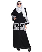 Floral Lace Embroidered Dubai Style Abaya Black