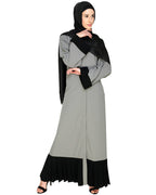 Pleated Bliss Dubai Style Abaya Grey & Black