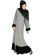 Pleated Bliss Dubai Style Abaya Grey & Black
