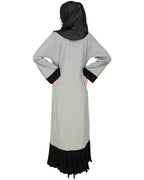 Pleated Bliss Dubai Style Abaya Grey & Black