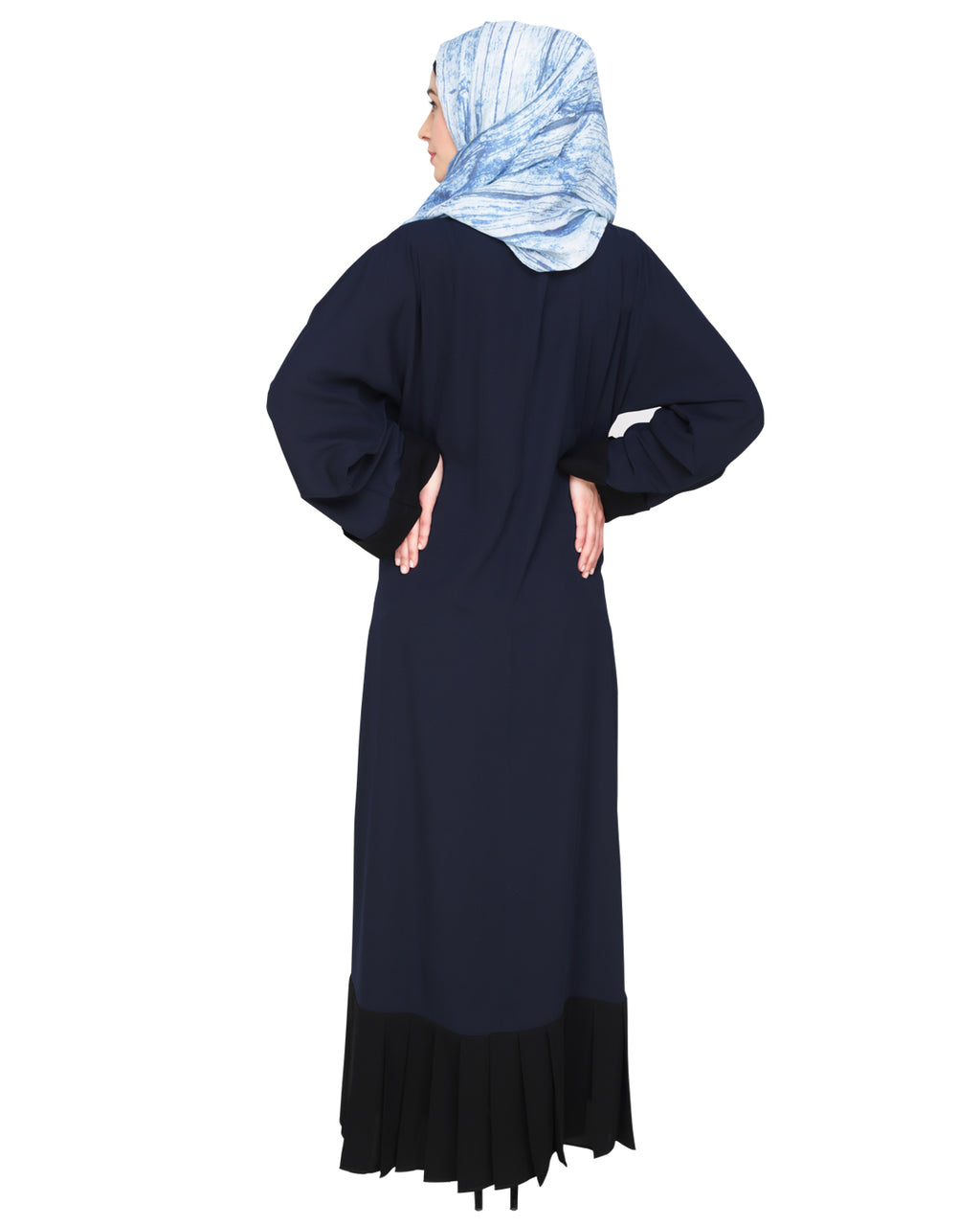 Pleated Bliss Dubai Style Abaya Navy Black
