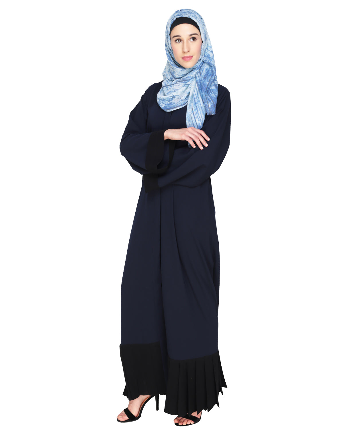 Pleated Bliss Dubai Style Abaya Navy Black