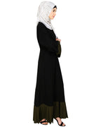 Pleated Bliss Dubai Style Abaya Olive Black