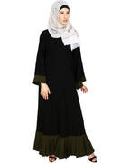 Pleated Bliss Dubai Style Abaya Olive Black