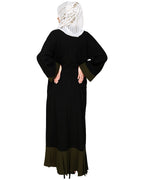 Pleated Bliss Dubai Style Abaya Olive Black