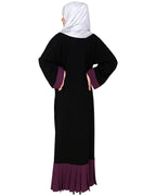 Pleated Bliss Dubai Style Abaya Purple & Black