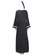 Triple Color Block White Dubai Style Abaya Olive & Black