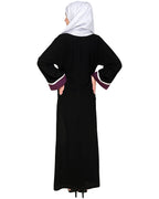 Triple Color Block White Dubai Style Abaya Purple & Black