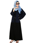 Pearl Delight Dubai Style Abaya Black & Blue