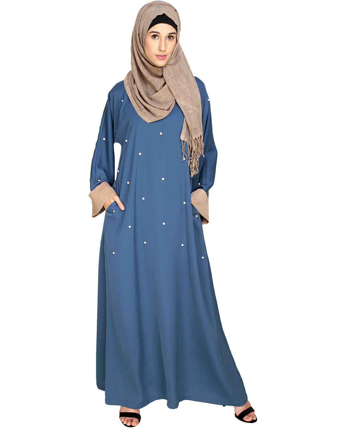Pearl Delight Dubai Style Abaya Blue