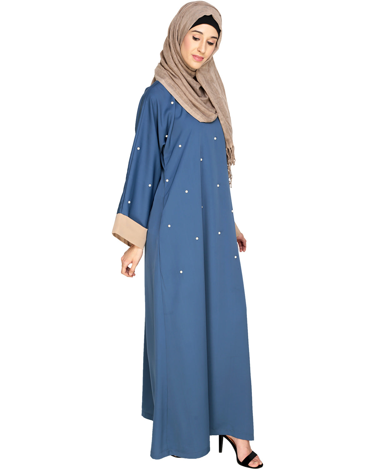 Pearl Delight Dubai Style Abaya Blue