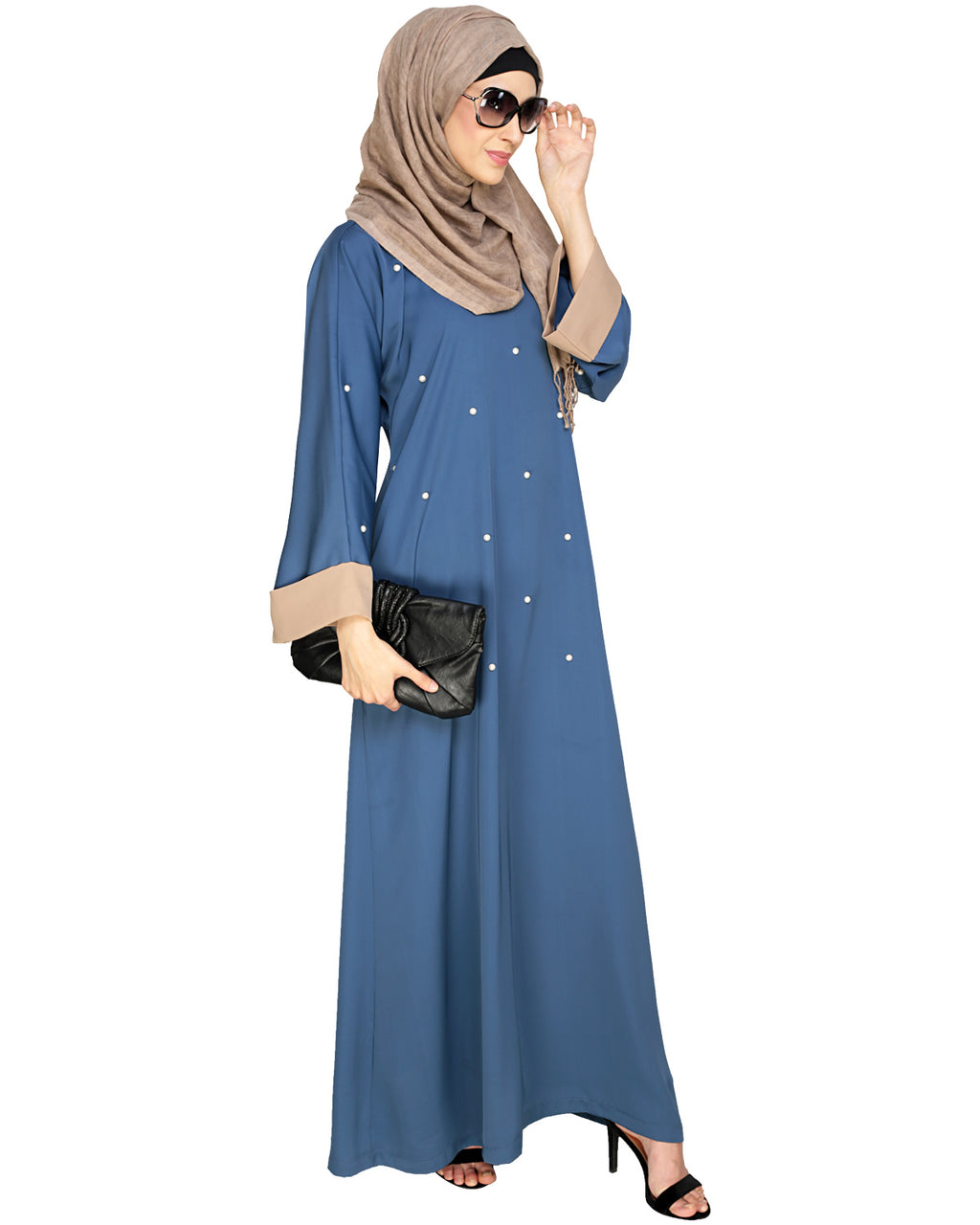Pearl Delight Dubai Style Abaya Blue