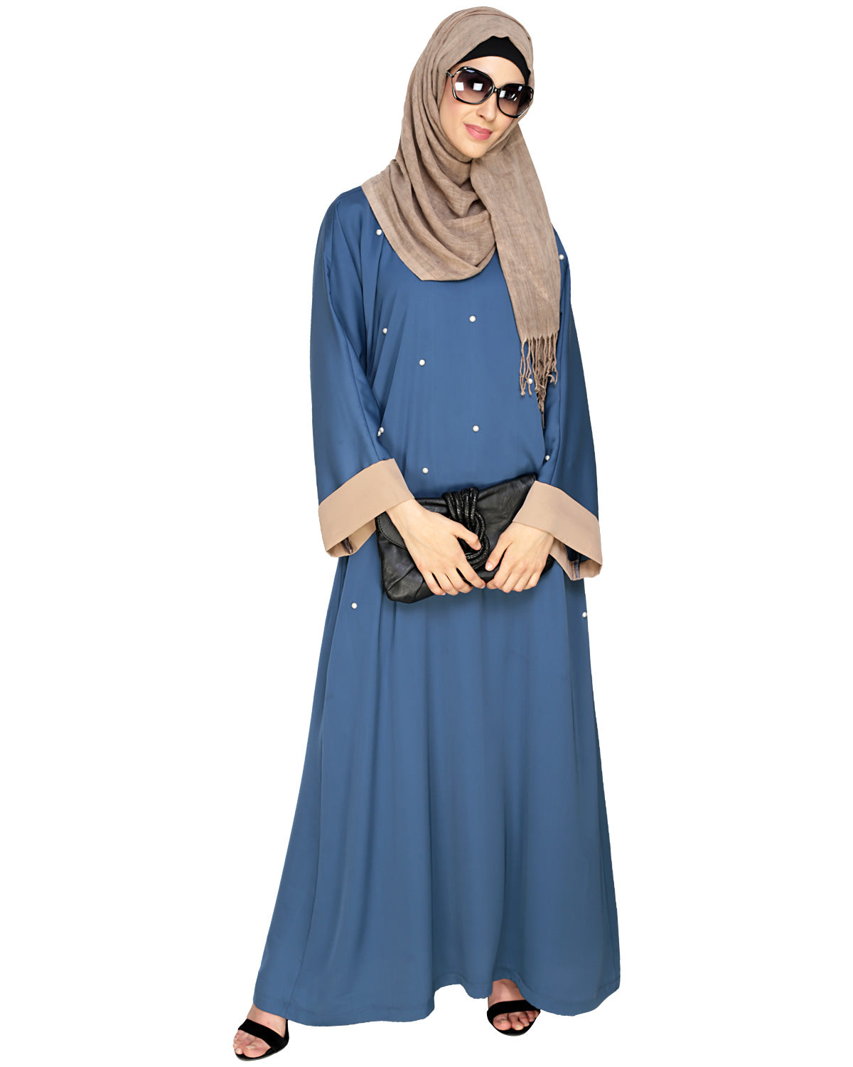 Pearl Delight Dubai Style Abaya Blue