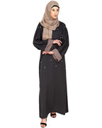 Pearl Delight Dubai Style Abaya Dark Grey