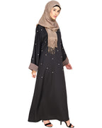 Pearl Delight Dubai Style Abaya Dark Grey