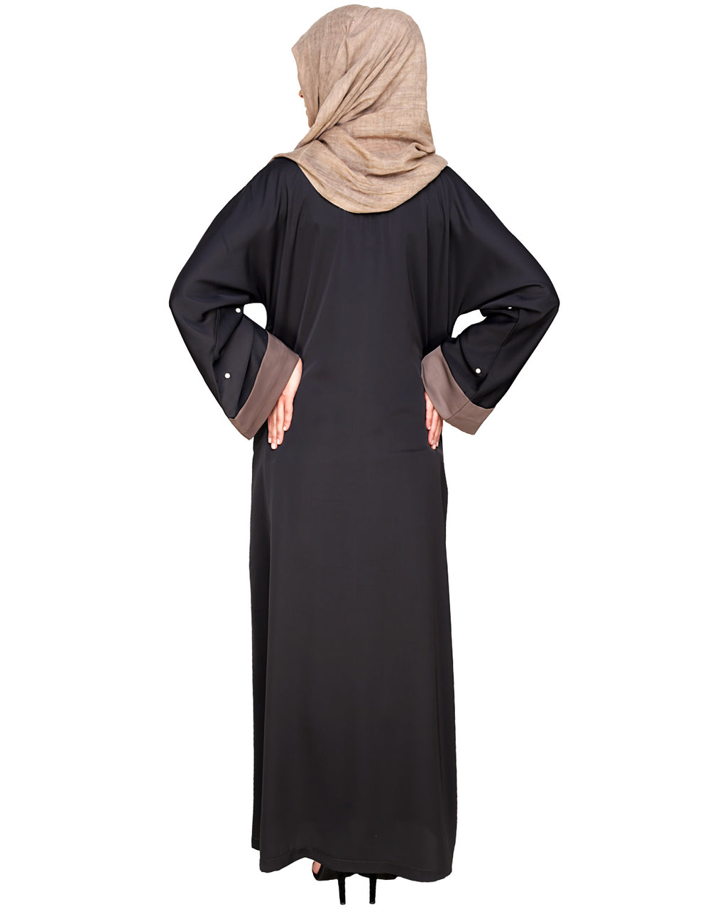 Pearl Delight Dubai Style Abaya Dark Grey
