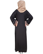 Pearl Delight Dubai Style Abaya Dark Grey
