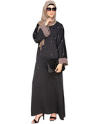 Pearl Delight Dubai Style Abaya Dark Grey