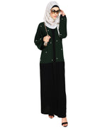 Pearl Delight Dubai Style Abaya Black & Green