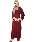 Pearl Delight Dubai Style Abaya Wine
