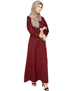 Pearl Delight Dubai Style Abaya Wine