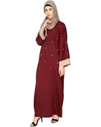 Pearl Delight Dubai Style Abaya Wine