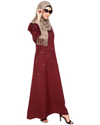 Pearl Delight Dubai Style Abaya Wine