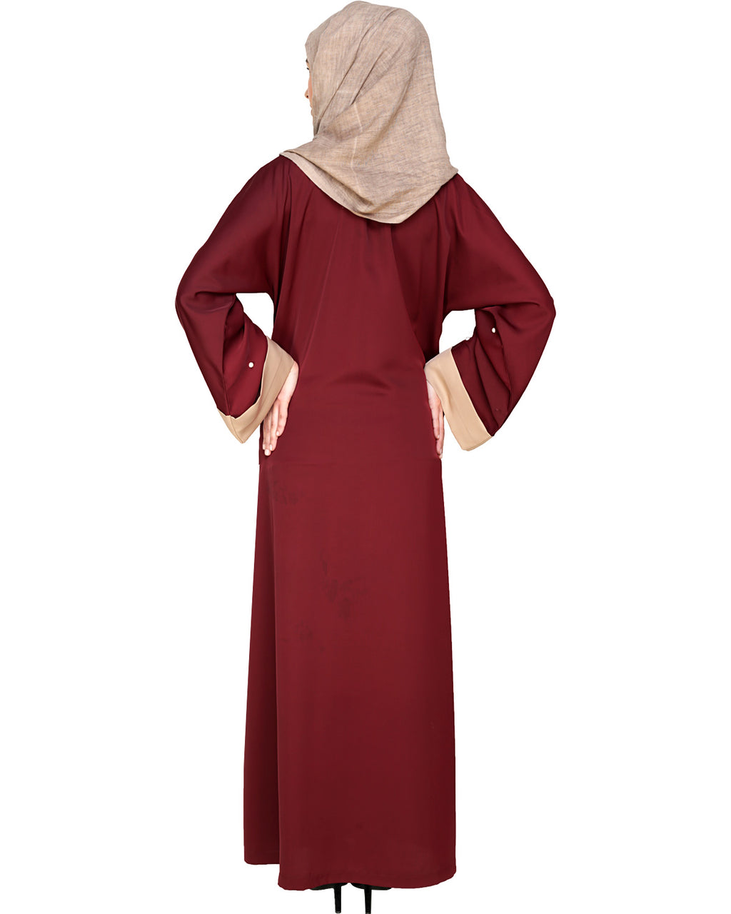Pearl Delight Dubai Style Abaya Wine