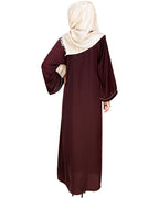 Hanging Tulip Embroidered Dubai Style Abaya Brown