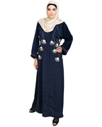 Hanging Tulip Embroidered Dubai Style Abaya Oak Brown