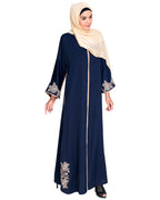 Bewitching Floral Dubai Style Embroidered Abaya Blue