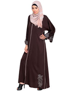 Bewitching Floral Dubai Style Embroidered Abaya Brown