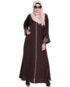Bewitching Floral Dubai Style Embroidered Abaya Brown