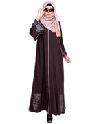 Bewitching Floral Dubai Style Embroidered Abaya Brown
