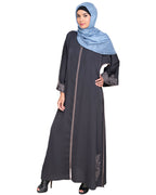 Bewitching Floral Dubai Style Embroidered Abaya Grey