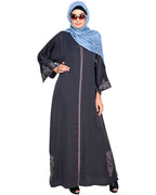 Bewitching Floral Dubai Style Embroidered Abaya Grey