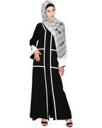 Elegant Black Dubai Style Abaya with Detailing Black