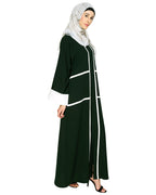 Elegant Black Dubai Style Abaya with Detailing Green