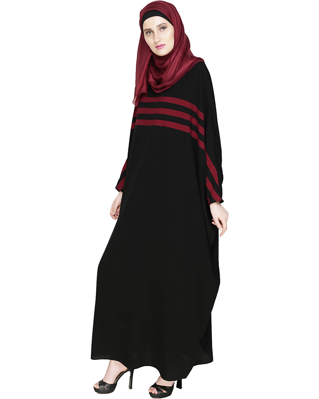 Sporty Kaftan With Black Detailing Wine