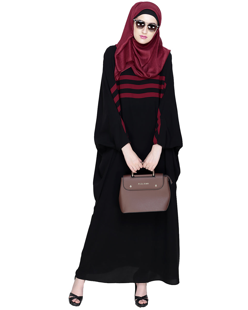 Sporty Kaftan With Black Detailing Wine