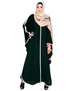 Modish Black Kaftan with White Detailing Green