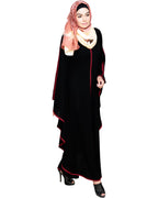 Modish Black Kaftan with White Detailing Black & Wine