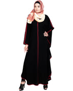 Modish Black Kaftan with White Detailing Black & Wine