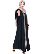Bygone Front Zipper Abaya Blue